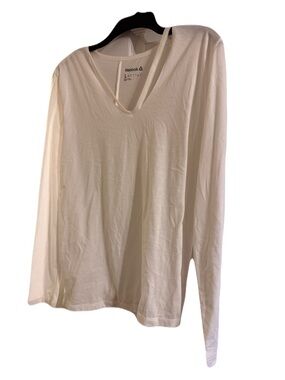 Reebok Women's Cream V-Neck Long Sleeve Shirt